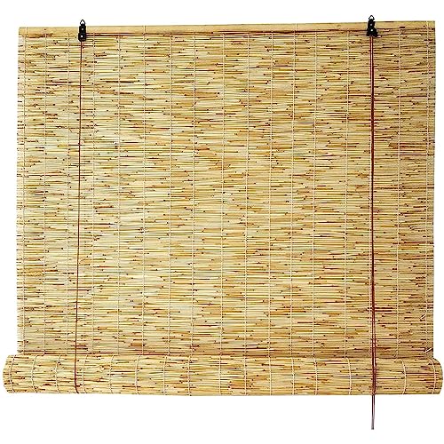 DGSFES Natural Retro Schilf Vorhang, Bambusrollo Outdoor Wetterfest,Rollo Bambus Handgewebt,Sonnenschutzrollos, Bambus Raffrollo Vorhang für Balkon Blickschutz,Anpassbar,95x220cm/38x88in(WxH) von DGSFES