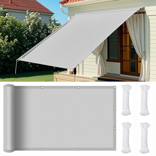 DGSFES Sonnensegel Wasserdicht Rechteckig 1mx2m, UV-Schutz 95% mit Ösen und Befestigungsseilen - PES Sonnenschutz für Balkon, Terrasse, Garten -Hellgrau DGSFES Sonnensegel Wasserdicht Rechteckig 1mx2m, UV-Schutz 95% mit Ösen und Befestigungsseilen - PES Sonnenschutz für Balkon, Terrasse, Garten -Hellgrau von DGSFES