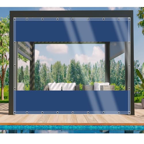 DGSFES Transparent Plane Abdeckplane mit ösen 2,2mx6m,0.5mm Terrassenplane Transparente Seitenplane mit ösen nach maß Zeltplane Wasserdicht für Balko Regenschutz Garten von DGSFES