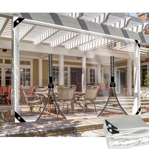 DGSFES Transparent Plane Abdeckplane mit ösen 2,3mx3,4m,0.5mm Terrassenplane Transparente Seitenplane mit 2 ReißVerschluss Zeltplane Wasserdicht für Balko Regenschutz Garten von DGSFES