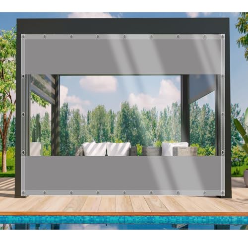 DGSFES Transparent Plane Abdeckplane mit ösen 2mx3,2m,0.5mm Terrassenplane Transparente Seitenplane mit ösen nach maß Zeltplane Wasserdicht für Balko Regenschutz Garten von DGSFES