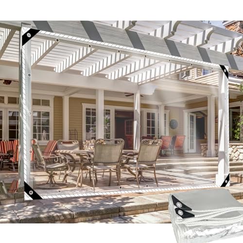 DGSFES Transparent Plane Abdeckplane mit ösen 2mx3,6m,0.5mm Terrassenplane Transparente Seitenplane mit ösen nach maß Zeltplane Wasserdicht für Balko Regenschutz Garten von DGSFES