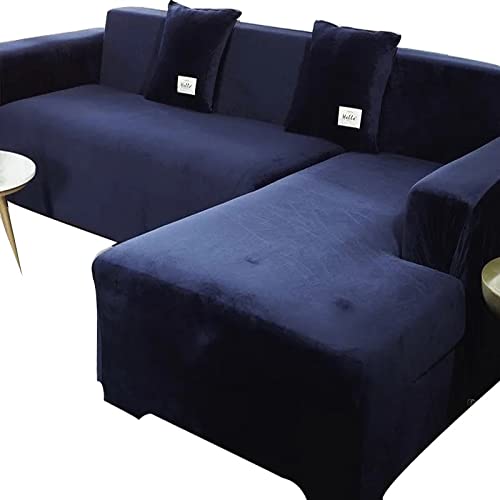 DGSGBAS Couchbezug Eckcouch Samt Sofabezug L Form U Ecksofa Sofahusse Beige/Grey Sofa Abdeckung Hund Katze rutschfest Sofa Überwürfe Sofabezug L-förmiges Mit Elastische Stretch Für Wohnzimmer von DGSGBAS