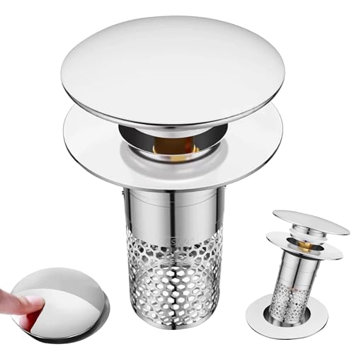 1 Stück Pop Up Abflusssieb Waschbecken, Universal abflussstopfen mit sieb, Edelstahl Waschbecken Stöpsel, Edelstahl Waschbeckenstöpsel, Geeignet für Küche, Bad, Waschbecken(Durchmesser 34 bis 40mm). von DGSLWH