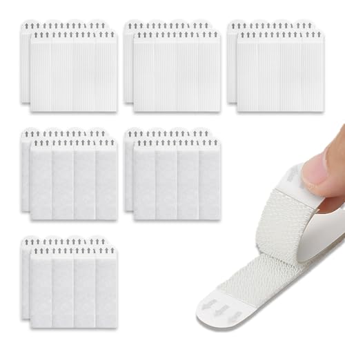 24 Paare (48 Streifen) Bilder Montage Strips, 16x70mm Poster Strips Klettband Selbstklebend, Rückstandsfreies, Keine Nägel mit Easy-Pull Tabs, Für Bilder, Rahmen, Spiegel, Wanddekoration (Weiß) von DGSLWH