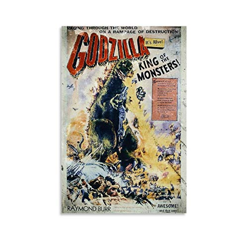 1 Godzilla Vintage-Poster, Leinwand-Kunst, Retro-Poster für Zimmer, ästhetisches Wohnzimmer, Wandbild, Druck, Schlafzimmerdekoration, 30 x 45 cm von DGSSD