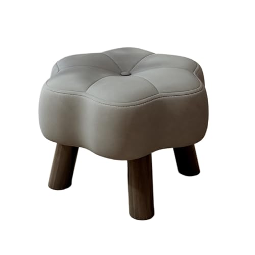 DGSYUAN Fußhocker Wohnzimmer Fußhocker Aus Leder, Rahmen Aus Massivholz, Mehrere Funktionale Kleine Hocker Fußstütze Sitzhocker(Gray) von DGSYUAN