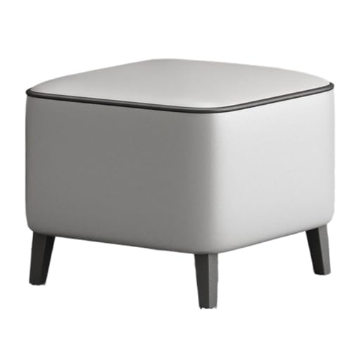 DGSYUAN Fußhocker Wohnzimmer Moderner Minimalistischer Quadratischer Fußhocker Mit Weichem Ledersitz, Pouffe-Hocker Fußstütze Sitzhocker(Gray) von DGSYUAN