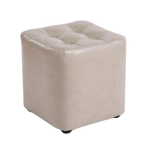 DGSYUAN Fußhocker Wohnzimmer Moderner Quadratischer Fußhocker Aus Leder for Den Eingangsbereich des Wohnzimmers Fußstütze Sitzhocker(Beige) von DGSYUAN