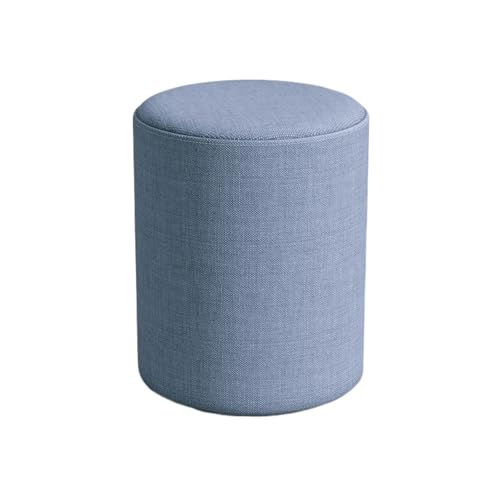 DGSYUAN Fußhocker Wohnzimmer Moderner Runder Fußhocker, Gepolsterter Hocker, Bequemer Leinenstoff Fußstütze Sitzhocker(Blue) von DGSYUAN