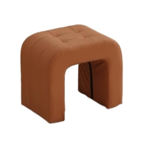 DGSYUAN Fußhocker Wohnzimmer Moderner U-förmiger Fußhocker Aus Leder, Weicher Niedriger Stuhl for Die Inneneinrichtung Fußstütze Sitzhocker(Brown,44x30x40cm) von DGSYUAN