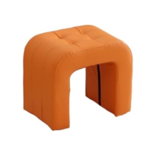 DGSYUAN Fußhocker Wohnzimmer Moderner U-förmiger Fußhocker Aus Leder, Weicher Niedriger Stuhl for Die Inneneinrichtung Fußstütze Sitzhocker(Orange,44x30x32cm) von DGSYUAN