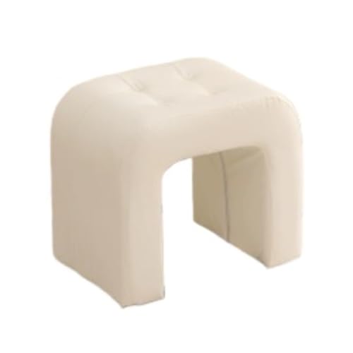 DGSYUAN Fußhocker Wohnzimmer Moderner U-förmiger Fußhocker Aus Leder, Weicher Niedriger Stuhl for Die Inneneinrichtung Fußstütze Sitzhocker(White,44x30x32cm) von DGSYUAN