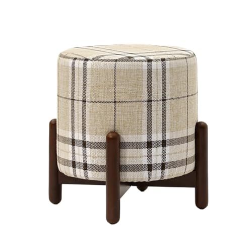 DGSYUAN Fußhocker Wohnzimmer Multifunktionaler Runder Fußhocker Aus Stoff Mit Holzbeinen for Den Eingangsbereich Fußstütze Sitzhocker(Stripe) von DGSYUAN