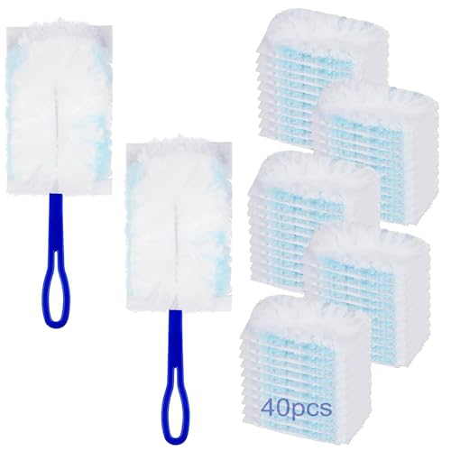 40 Stück Staubwedel Tücher, Duster Nachfüllpack Staubmagnet Nachfüllpack Multifunktionale Staubwedel Nachfüllpack, Staubtuch Nachfüllung mit 2 Handgriff für Staub Schmutz Tierhaare von DGUSO
