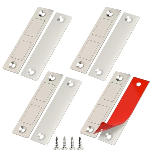 DGUSO 4 Stück magnetisch türschließer Leistungsstarker Türmagnet Ultra Dünn Silbrig TürMagnet Magnete Schloss für Möbel Schrank Tür schließen von DGUSO