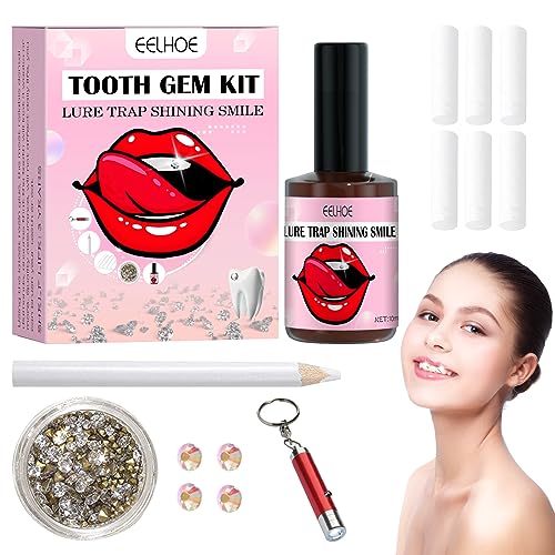 Zahn Edelstein Set DIY Tooth Gem Kit Zahn Edelstein Kit Zahnschmuck set Mit Kleber Zahnstein Schmuck Zahn Steinchen Zahnschmuck Set Teeth Gems Kit für Reflektierende Zahnverzierungs-Dekoration von DGUSO