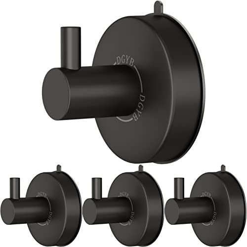DGYB Dusche Saugnapf Haken 304 Edelstahl Abnehmbare Handtuch Luffa Saughaken Wasserdichte Wand Badezimmer Küche 6,8 kg 4 Stück (Mattschwarz) von DGYB