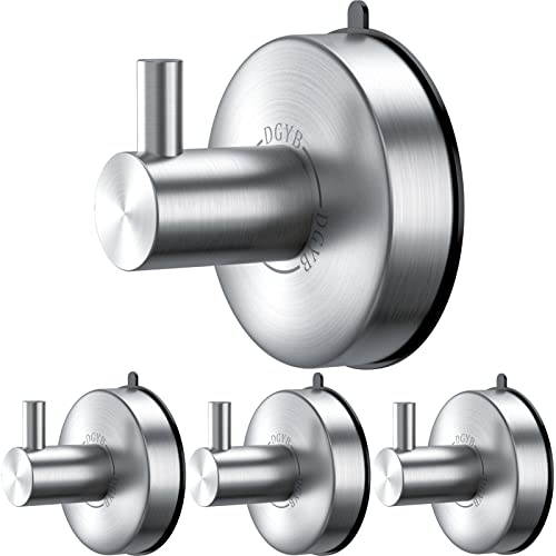 DGYB Dusche Saugnapf Haken 304 Edelstahl Abnehmbare Handtuch Luffa Saughaken Wasserdichte Wand Badezimmer Küche 6,8 kg 4 Stück (Silber Nickel) von DGYB
