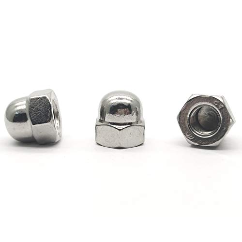 M10 x 1,25 mm 304 Edelstahl Feingewinde Sechskant Hutmuttern Dekorative Mutterkappen 5 Stück von DGZ Store