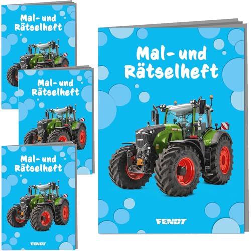 4 Mal- und Rätselhefte * FENDT TRAKTOR * mit 12 Seiten in DIN A6 | perfekt als Mitgebsel oder Geschenk | Malbuch Malen Malblock Kinder Bauernhof Trecker Hof Farm von DH-Konzept