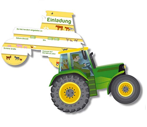 DH-Konzept BHEKARTE001 6 Einladungen zum Kindergeburtstag Traktor von DH-Konzept