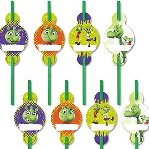 8 Papier-Trinkhalme * OLCHIS * mit Namensaufstecker für Kinderparty und Kindergeburtstag | Olchi Strohhalme Straws Party Set von DH-Konzept