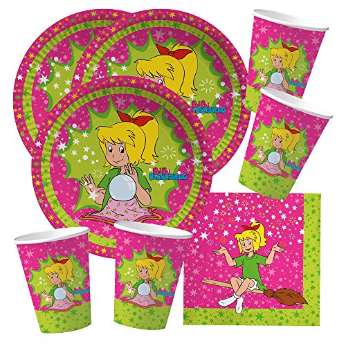 DH-Konzept 52-teiliges Party-Set - Bibi Blocksberg - Teller Becher Servietten für 16 Kinder von DH-Konzept