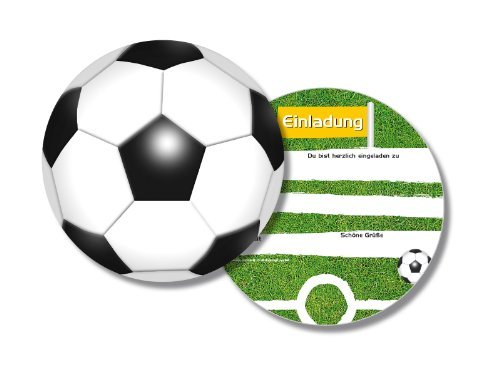 DH-Konzept 6 runde Einladungskarten * Fussball * für Kindergeburtstag FUSSE020 // rund Kinder Geburtstag Party Jungen Einladung Karte Kinder Geburtstag Party Soccer von DH-Konzept