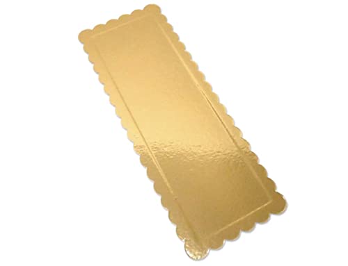 DH-Konzept Hochglänzende, rechteckige Kuchenplatte in Gold 41,5x15,5 cm, 1 Stück / Tortenplatte in 2mm aus stabiler Pappe von DH-Konzept