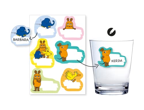 Die Maus Aufkleber mit Namensfeld 6 Stück Gläsersticker // Die Maus Sticker für Gläser // Die Maus Bechersticker von DH-Konzept