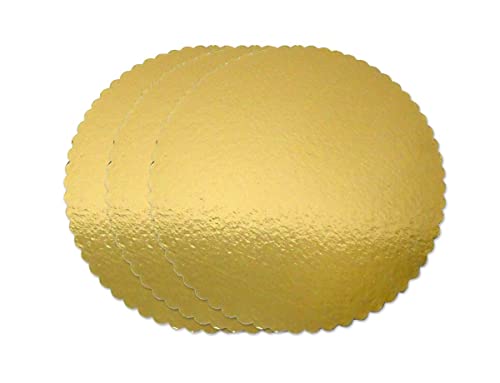 DH-Konzept Hochglänzende runde Kuchenplatten 3 Stück / / 3 Tortenplatten in 2mm aus stabiler Pappe (Gold, 27) von DH-Konzept
