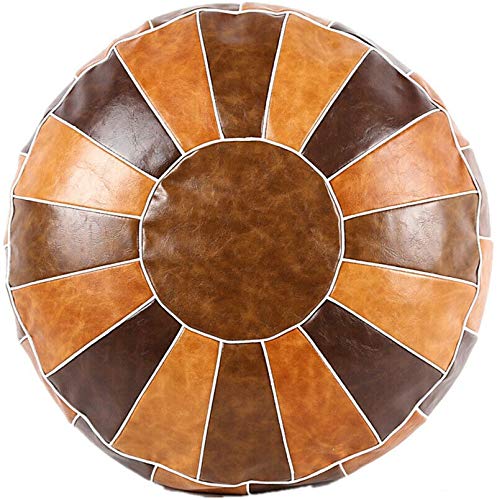 Marokkanischer Pouf aus Kunstleder, unaufgefüllt, Ottoman, handgefertigt, Fußstütze (braun) von DH-Link