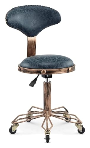 Barhocker Bar Chairs High Leg Barstool, Adjustable Round Leather Seat, Rotating Bar Stool, Retro Design Bar Chairs with Roller Stylish Style(Blue) von DHAEY