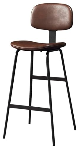 Barhocker Counter Bar Stools Faux Leather Seat with High Back Footrest Dining Chair Home Furniture for Kitchen Pub Bistro Style(Brown,Height 65cm) von DHAEY