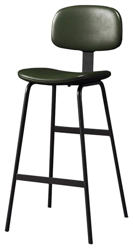 Barhocker Counter Bar Stools Faux Leather Seat with High Back Footrest Dining Chair Home Furniture for Kitchen Pub Bistro Style(Green,Height 65cm) von DHAEY