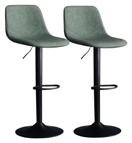 Barhocker Ergonomic Bar Stools Set of 2, 360° Swivel Counter Height Chairs with Back, Modern Design Faux Leather Chairs Metal Legs Style(Green) von DHAEY
