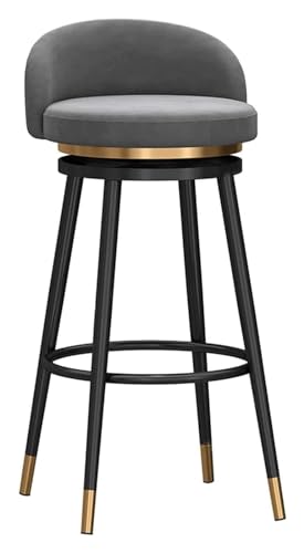 Barhocker Velvet Seat Barstool, Comfortable Counter Height Bar Stool with Thick Cushion and Footrest, 360 Degree Swivel Seat Bar Chair Style(Grey) von DHAEY