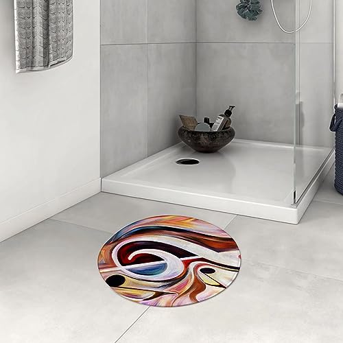 DHAEY Badezimmerteppich rutschfest Musik Waschbar Teppich rund Weich Flauschig Badteppich Weich Kurzflor Mikrofaser Badvorleger 60 cm von DHAEY