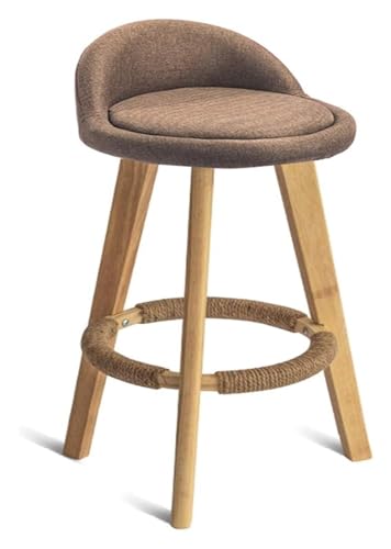 DHAEY Barhocker Bar Stools Soft Linen Seat Bar Chairs Hemp Rope Footrest Solid Wood Legs Low Backrest for Kitchen Pub Café Bistro/27.6 inch Tall Style(Coffee) von DHAEY
