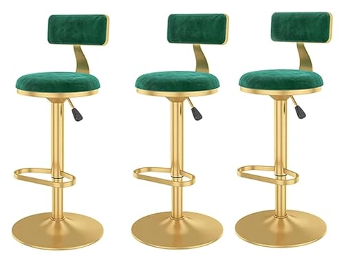 DHAEY Barhocker Barstühle, drehbarer, anhebbarer Barhocker, Sitz aus weichem Samt, Verstellbarer Sitz in Gegenhöhe, runder Fußhocker aus Metall, Barhocker Style(3-Pcs) von DHAEY