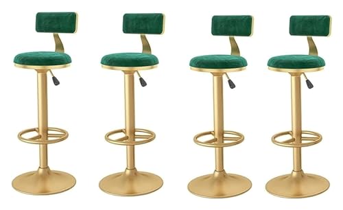 DHAEY Barhocker Barstühle, drehbarer, anhebbarer Barhocker, Sitz aus weichem Samt, Verstellbarer Sitz in Gegenhöhe, runder Fußhocker aus Metall, Barhocker Style(4-Pcs) von DHAEY