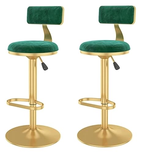 DHAEY Barhocker Ergonomic Bar Stool Set of 2, Bar Stool Hight Isadjustable by 360° Swivel, Velvet Upholstered Back Bar Chairs Style(Green) von DHAEY
