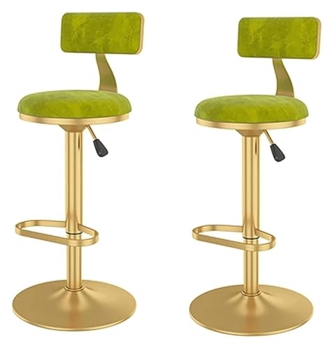 DHAEY Barhocker Ergonomic Bar Stool Set of 2, Bar Stool Hight Isadjustable by 360° Swivel, Velvet Upholstered Back Bar Chairs Style(Light Green) von DHAEY