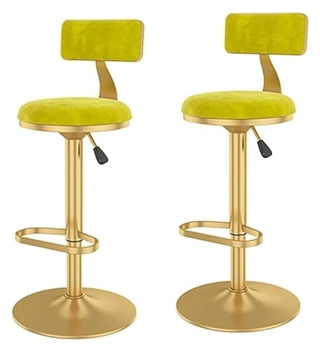 DHAEY Barhocker Ergonomic Bar Stool Set of 2, Bar Stool Hight Isadjustable by 360° Swivel, Velvet Upholstered Back Bar Chairs Style(Yellow) von DHAEY