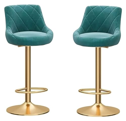 DHAEY Barhocker Ergonomic Bar Stools Set of 2, Velvet Barstools with Foot Rest, Adjustable Stools for Living Room Office Restaurant Style(Green) von DHAEY