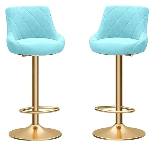 DHAEY Barhocker Ergonomic Bar Stools Set of 2, Velvet Barstools with Foot Rest, Adjustable Stools for Living Room Office Restaurant Style(Light Blue) von DHAEY
