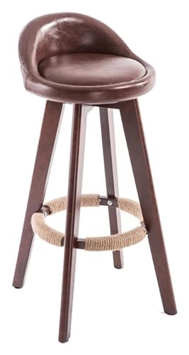 DHAEY Barhocker Solid Wood High Stool, Modern Minimalist Barstool, Nordic Leisure Back Bar Stool, Thick High-Elastic Sponge Bar Chairs Style(Brown) von DHAEY