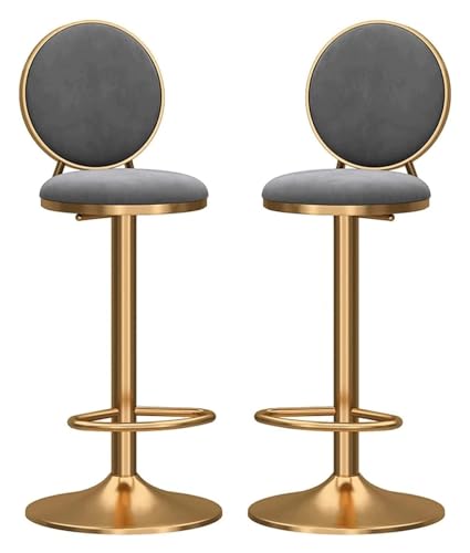 DHAEY Barhocker Velvet Seat Barstools, Swivel Bar Stools Set of 2 for Kitchen Counter, Adjustable Lift Counter Height Kitchen Stools Style(Grey) von DHAEY