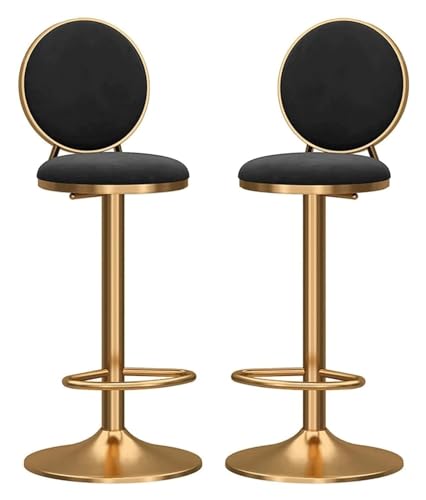 DHAEY Barhocker Velvet Seat Barstools, Swivel Bar Stools Set of 2 for Kitchen Counter, Adjustable Lift Counter Height Kitchen Stools Style(Noir) von DHAEY